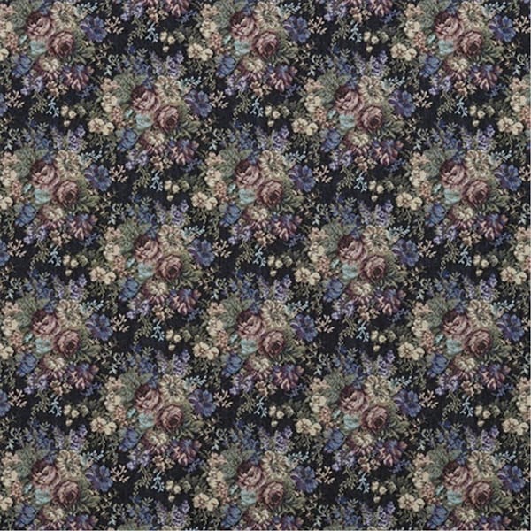 Designer Fabrics 54 in. Wide Blue- Green And Burgundy- Floral Tapestry Upholstery Fabric F927 - main